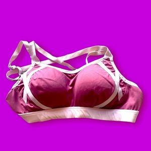 Adjustable padded sports bra pink medium high support sportsbra cups lift